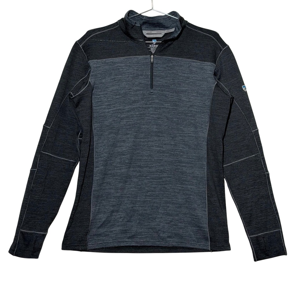 Kuhl Revel 1/4 Zip Sweater Mens Medium Charcoal Black 3112 Performance Pullover